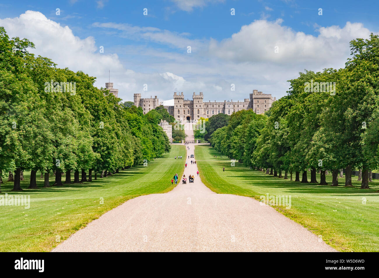 5 June 2019: Windsor, Berkshire, UK - The Long Walk in Windsor Great Park and Windsor Castle. Stock Photo