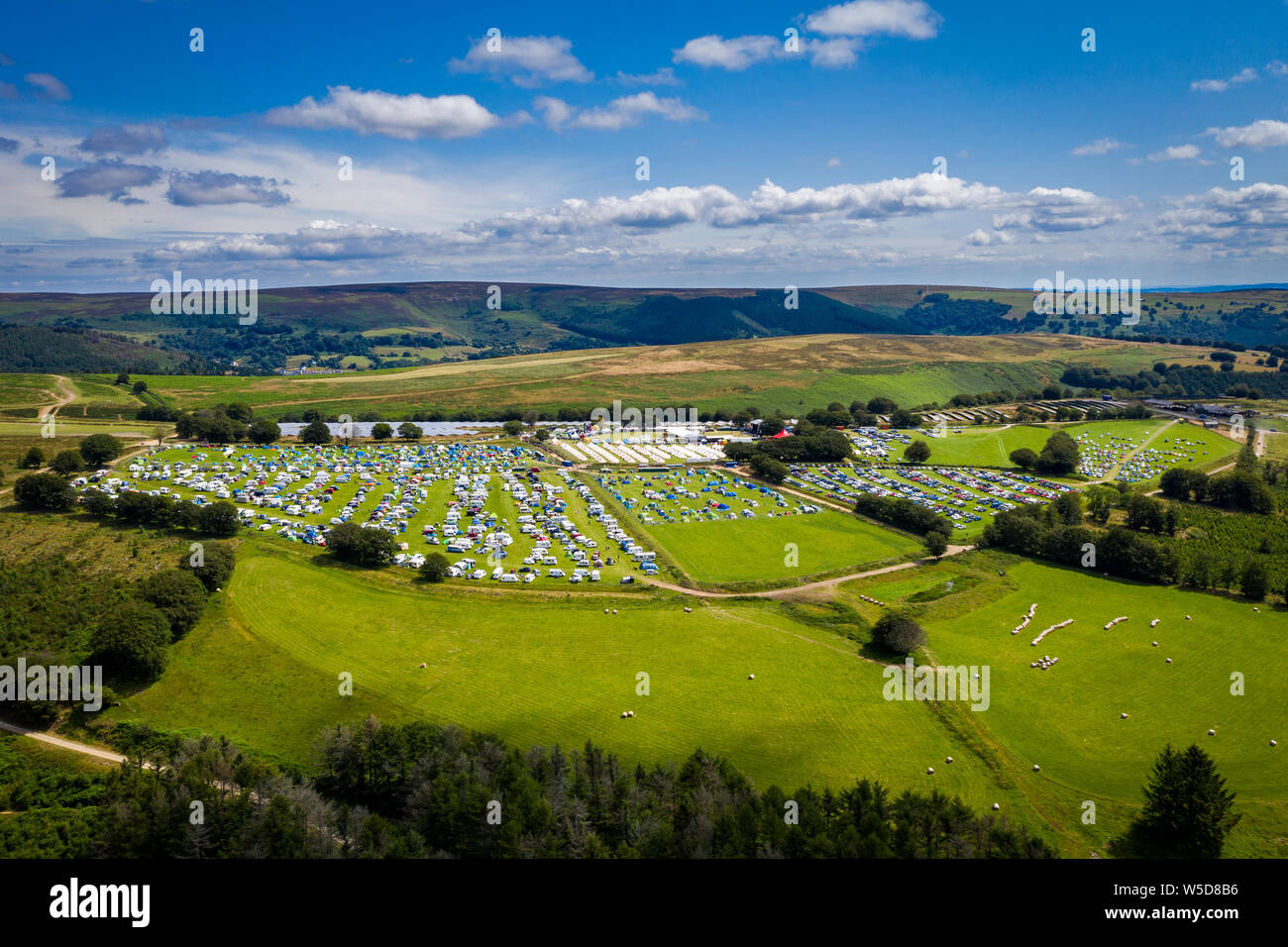 EBBW VALE, WALES UK - JULY 28 2019: Aerial view of the Steelhouse music  festival on the mountain. The three day event is Wales largest music and  perf Stock Photo - Alamy