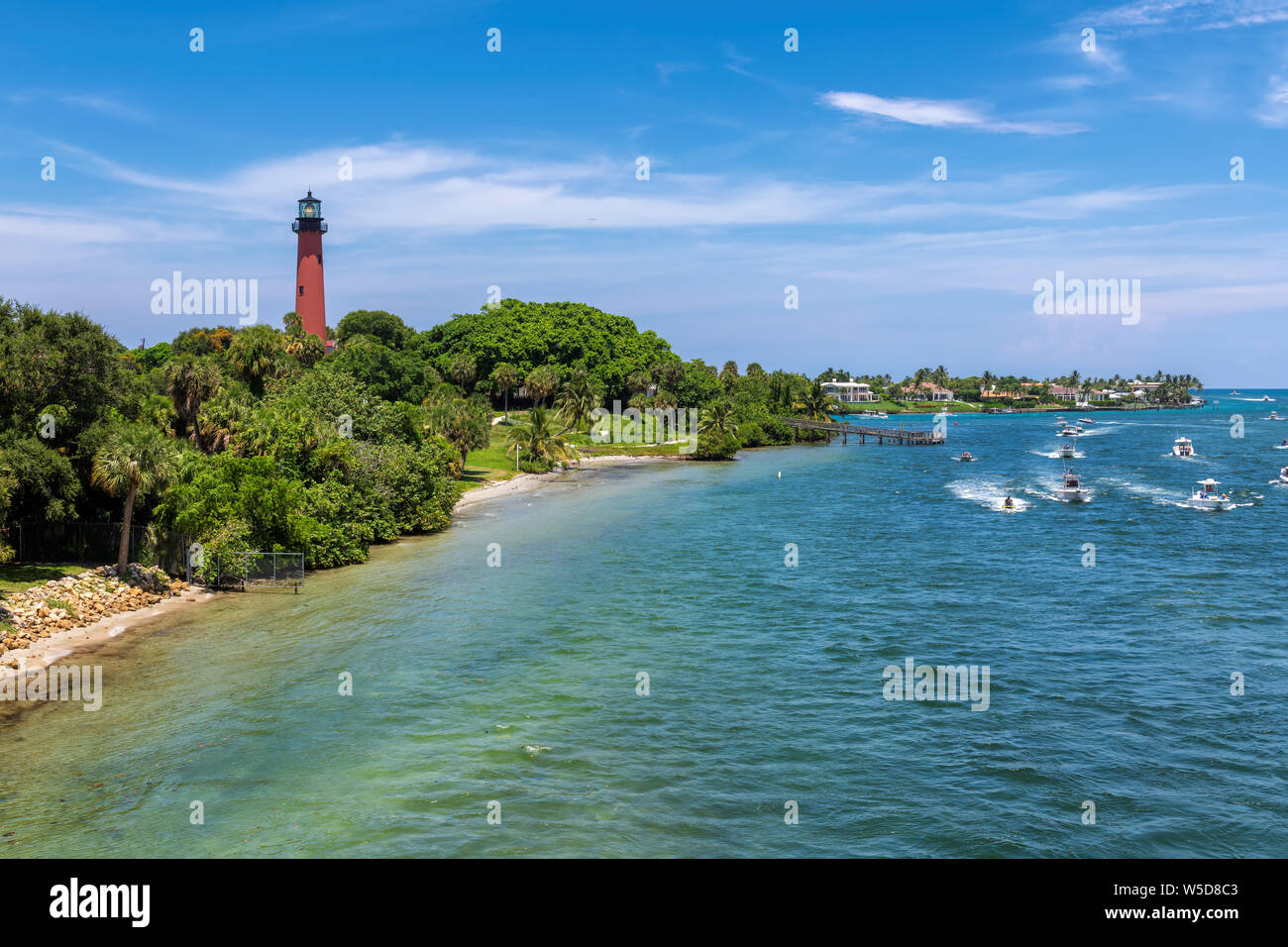 Beautiful view of the Jupiter lighthouse in Palm Beach County, Florida. Stock Photo
