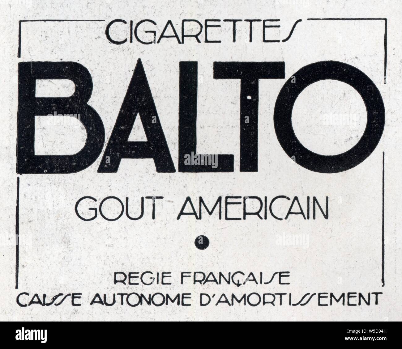 Publicité ancienne. 1937. Cigarettes Balto Stock Photo
