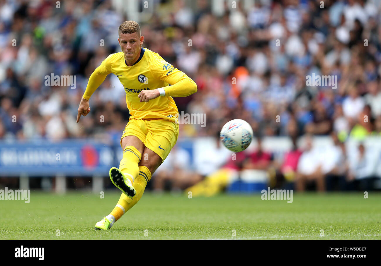 Chelsea's Ross Barley scores his side's first goal of the game from a free kick during the pre-season friendly match at the Madejski Stadium, Reading. Stock Photo