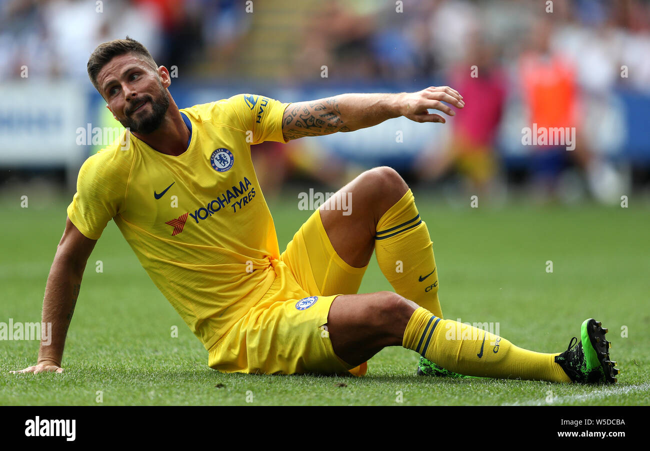 Chelsea's Olivier Giroud reacts to a missed chance during the pre-season friendly match at the Madejski Stadium, Reading. Stock Photo