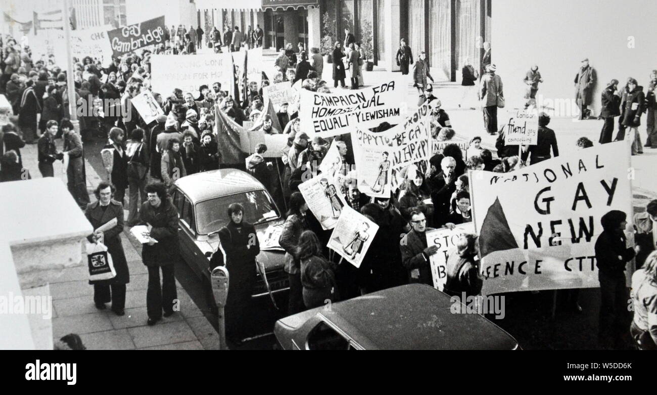 National Gay News Defence Committee March, London, UK, February 11, 1978. The newspaper 'Gay News' and its editor had been prosecuted and convicted for publishing a poem by James Kirkup: 'The Love that Dares to Speak its Name' on 3 June 1976. Stock Photo