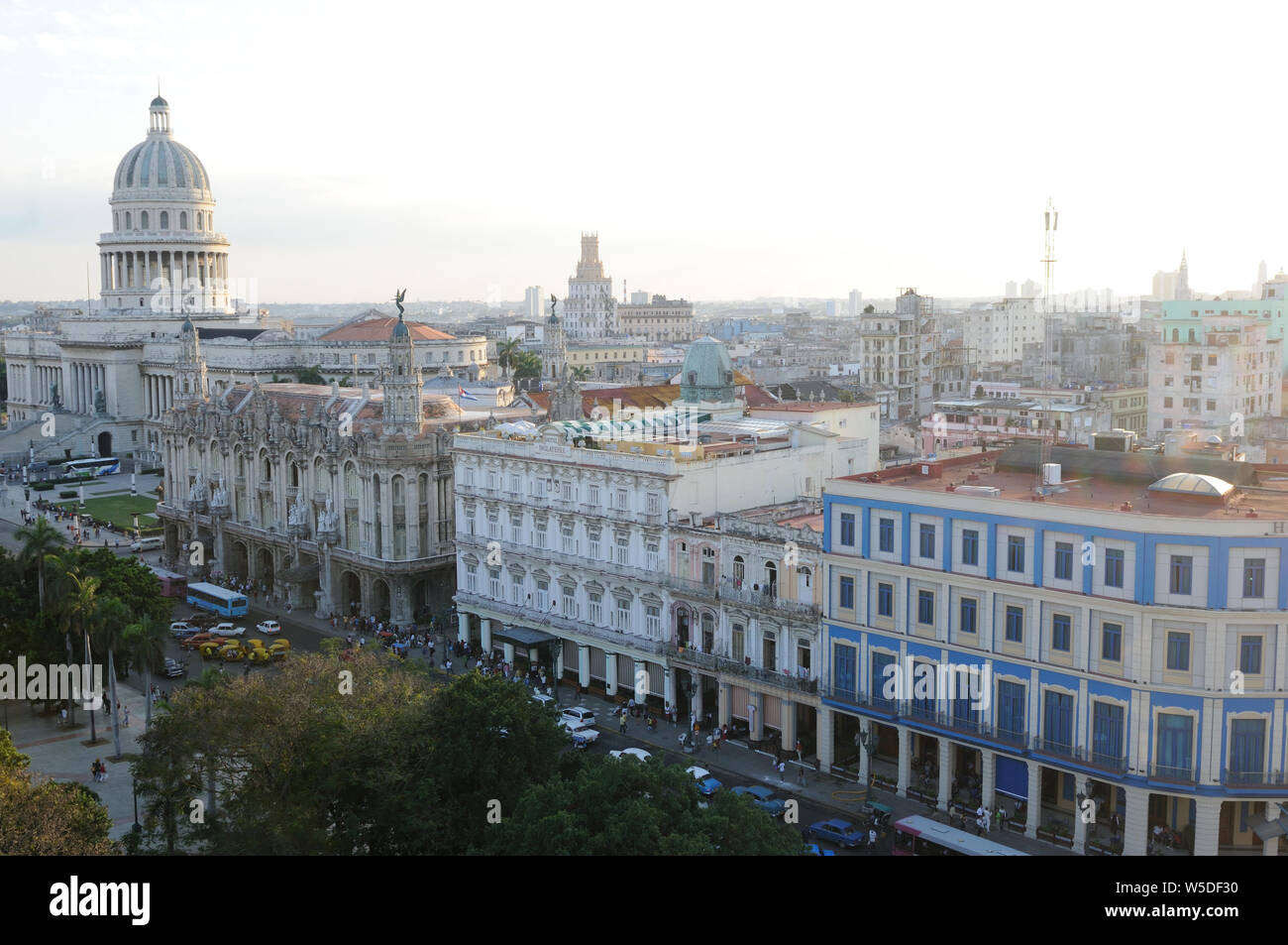 Cuba: Havanna City with the capitolio, the Baccardi Tower and the Thatro Garcia Lorca Stock Photo