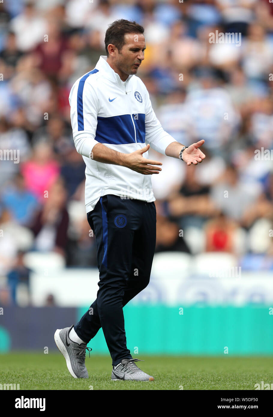 Chelsea manager Frank Lampard gestures on the touchline during the pre-season friendly match at the Madejski Stadium, Reading. Stock Photo