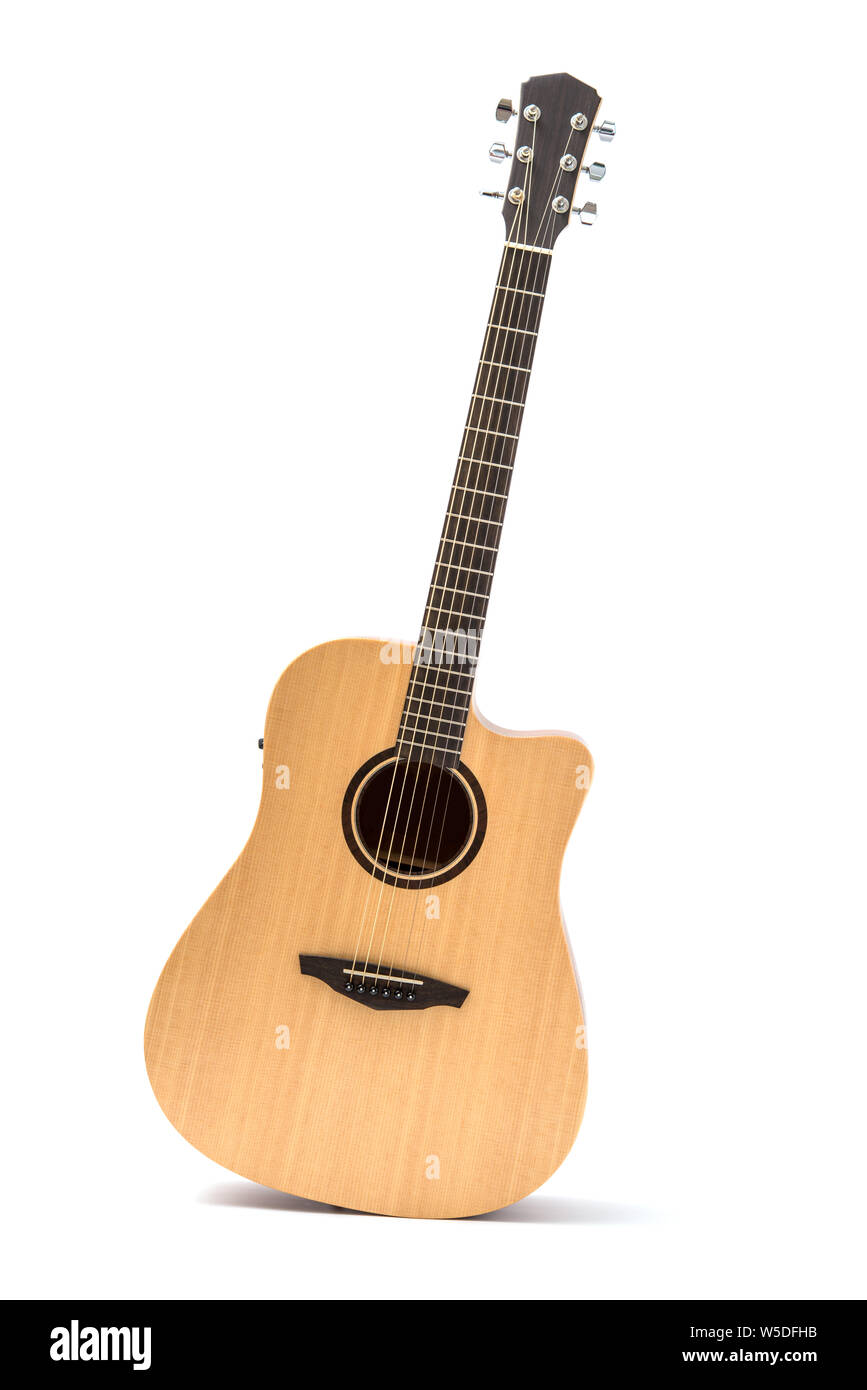 acoustic guitar isolated white background Stock Photo