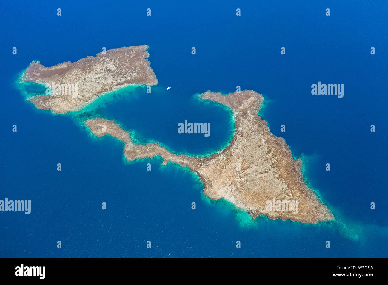 Aerial View of Islands of Kimbe Bay, New Britain, Papua New Guinea Stock Photo