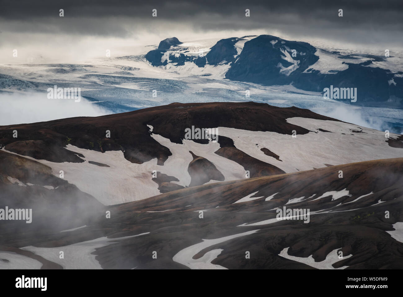 Volcanic and glacial scene in remote Iceland countryside Stock Photo
