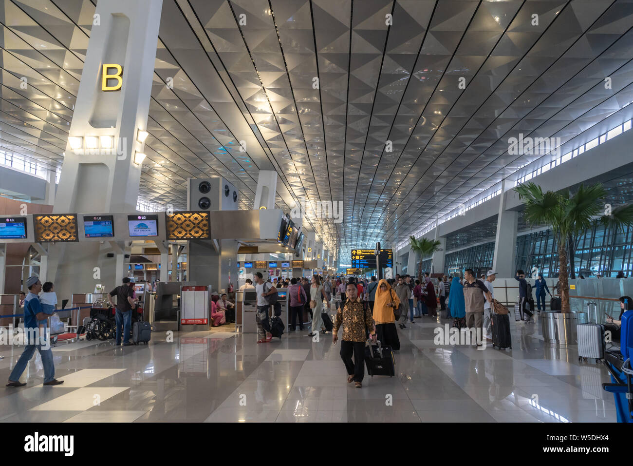 Jakarta, Indonesia April 2019 Indonesian passengers in Soekarno
