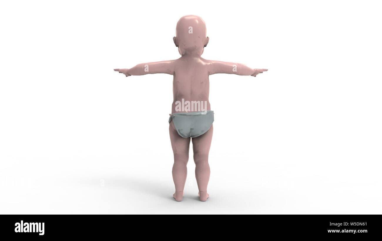 3d rendering of a standing baby isolated in white studio background ...
