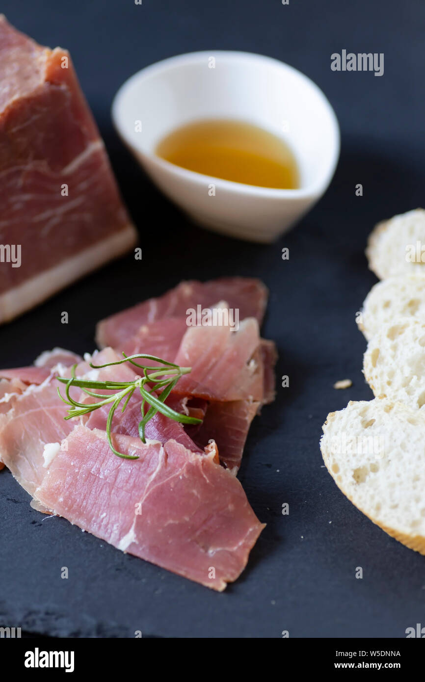Still life of jamon serrano Stock Photo - Alamy