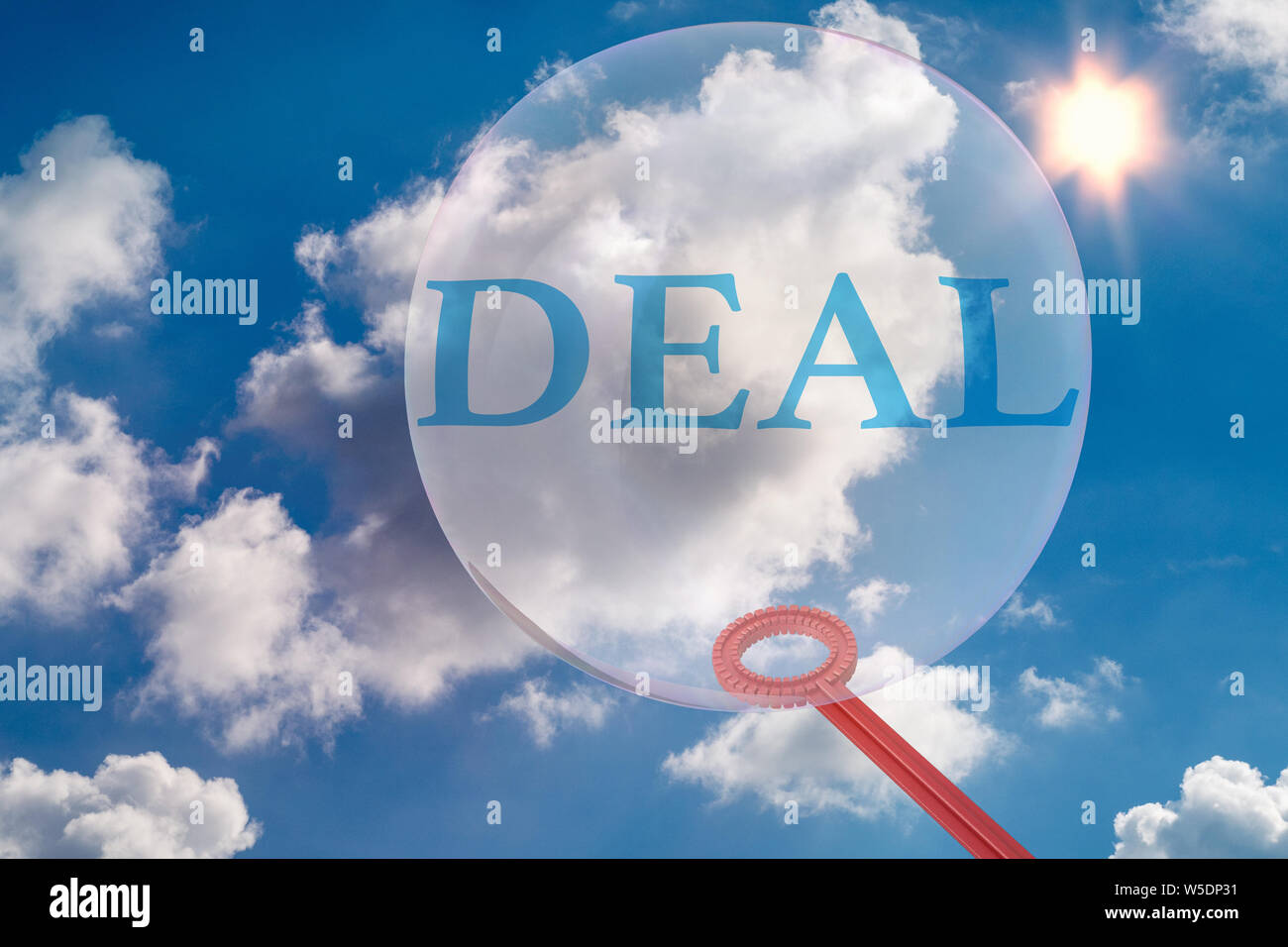 A deal threatens to burst, like a soap bubble -3d  illustration, Stock Photo