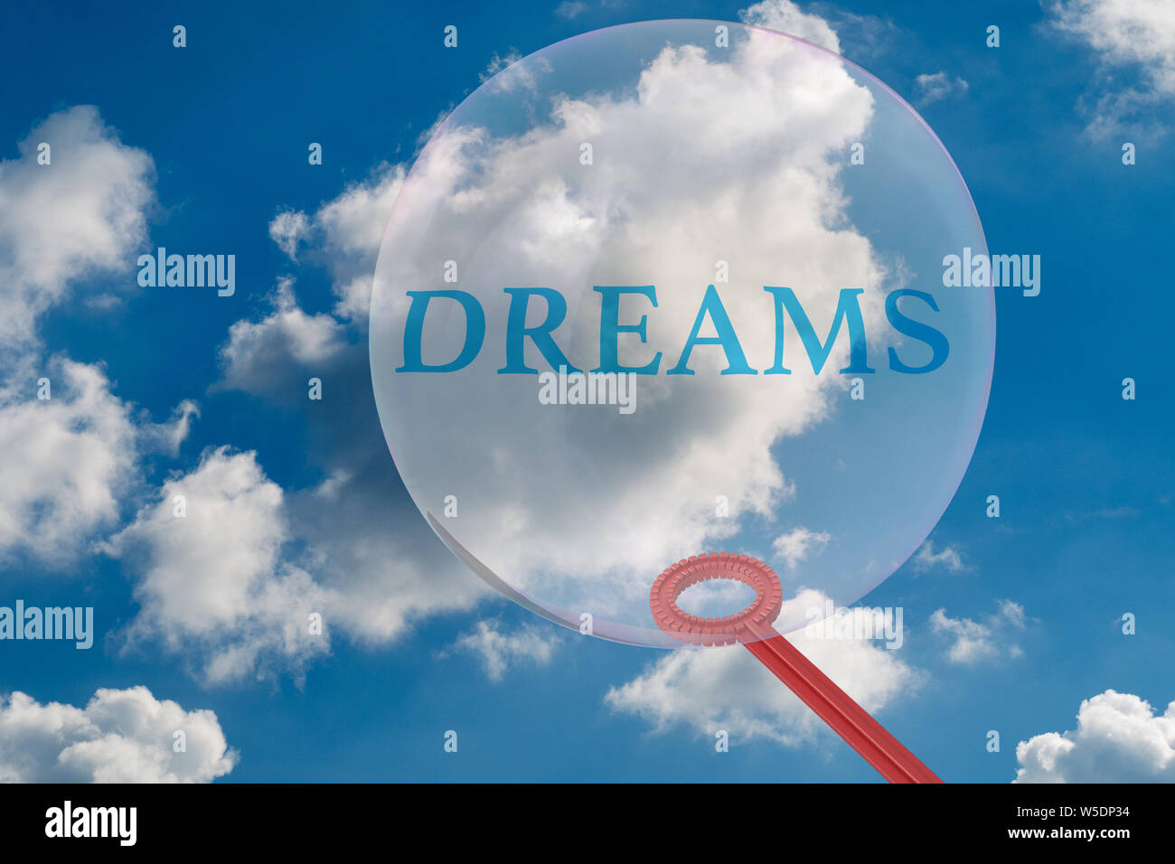 A dream is about to burst, like a soap bubble - 3D-Illustration Stock Photo