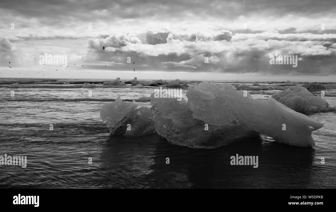 Jokulsarlon glacial lake, Iceland. Icebergs floating on water. Iceland landscape Stock Photo