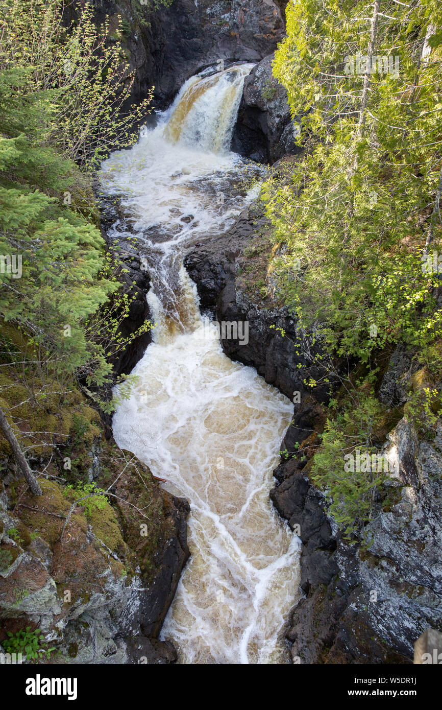 Waterfalls in Cascade River State Park along the North Shore of Lake Superior, Minnesota - The park was developed by the Civilian Conservation Corps C Stock Photo