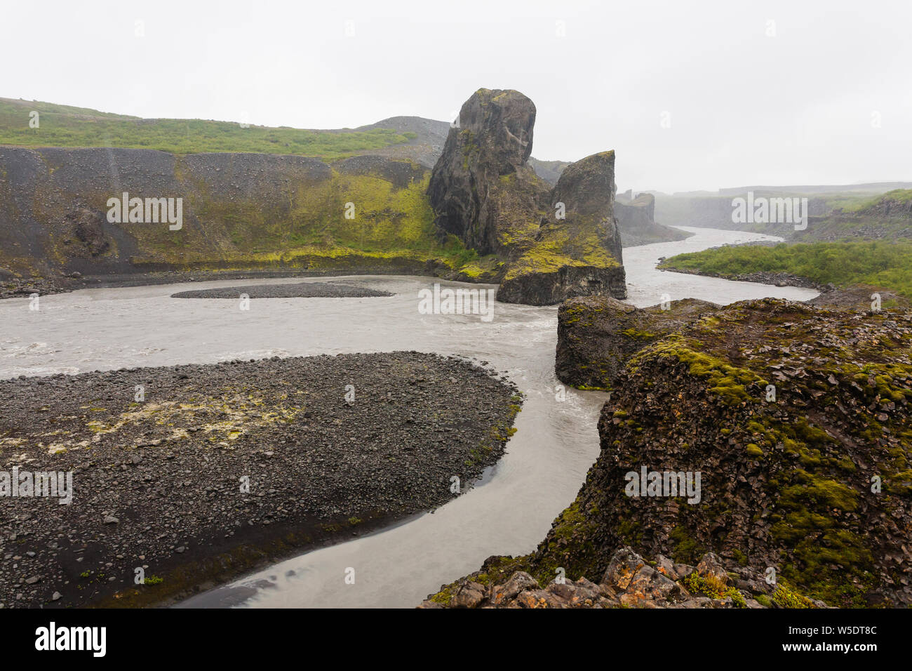 Iceland landscape. Jokulsargljufur National Park on a raining day, Iceland Stock Photo