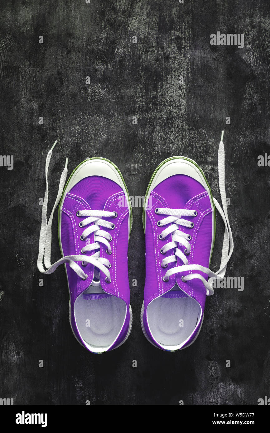 purple untied shoe strings