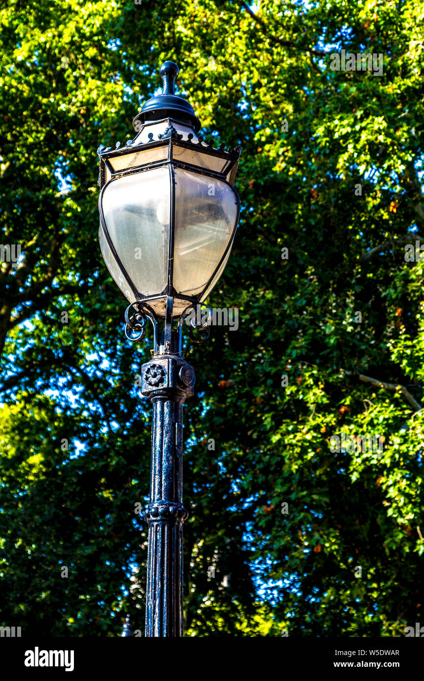 A black old-fashioned street lantern by Bedford Square, London, UK Stock Photo