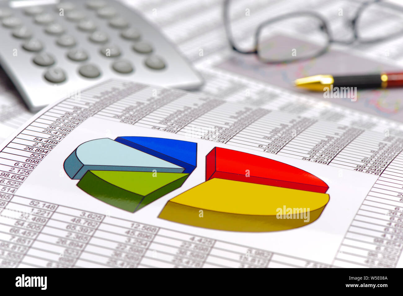 finance and business with chart and calculation Stock Photo