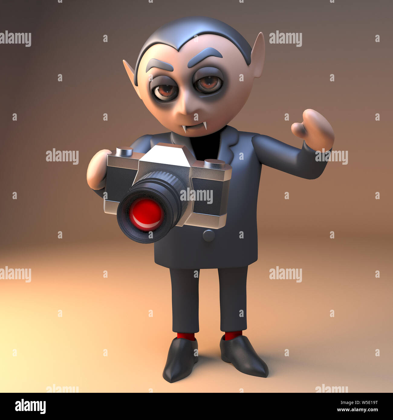 Funny vampire dracula character from Halloween in 3d holding a camera,3d  illustration render Stock Photo - Alamy
