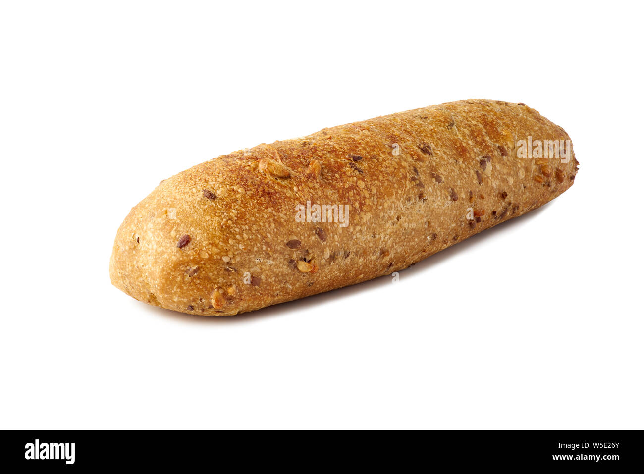 Freshly baked bread bun on white background Stock Photo