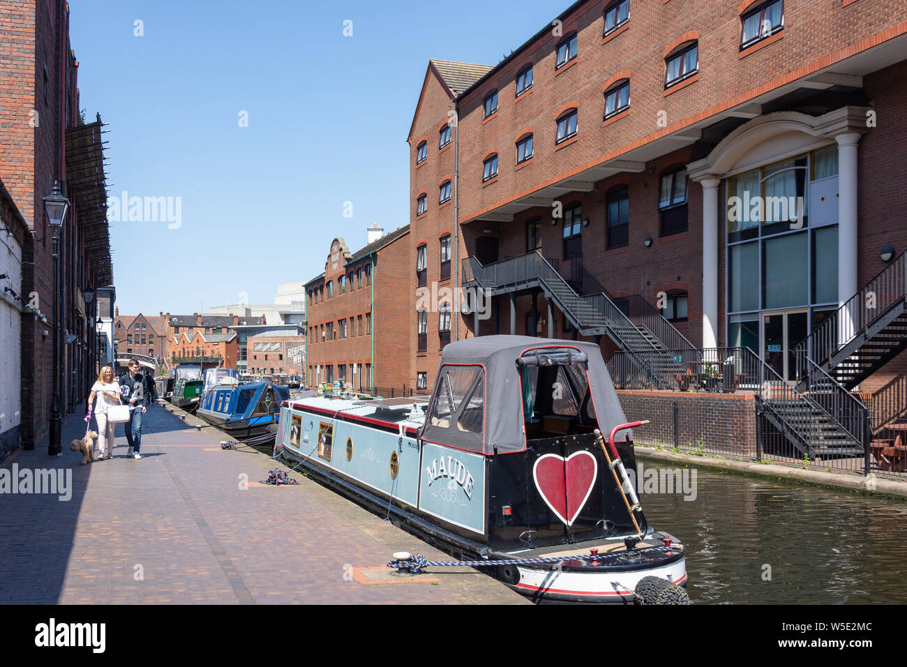 The Worcester and Birmingham Canal, Gas Street Basin, Birmingham, West Midlands, England, United Kingdom Stock Photo