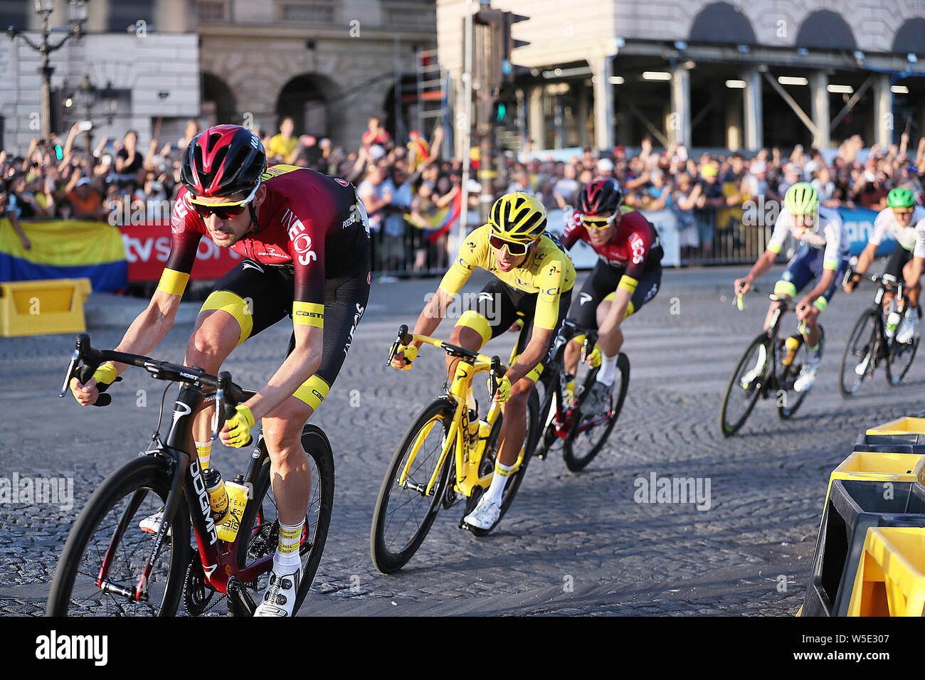 Paris - 27-07-2019, cycling, Stage 21, etappe 21, Rambouillet - Paris, champs-elysees, Wout Poels for Egan Bernal on the way to the finish at the champs elysees Stock Photo