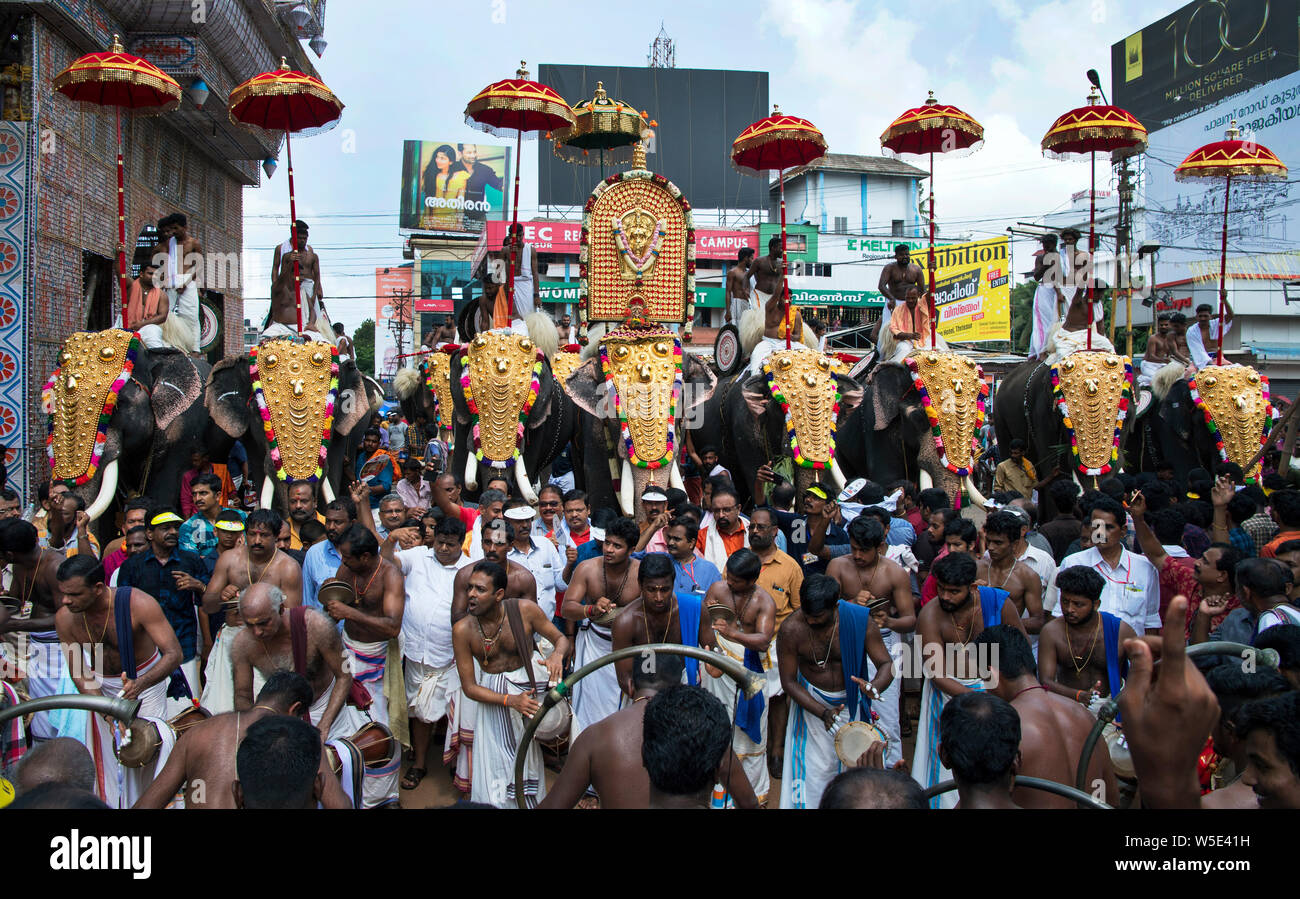 The image of Decorated elephant was taken inThrissur Pooram festival in Thrissur, Kerala India Stock Photo