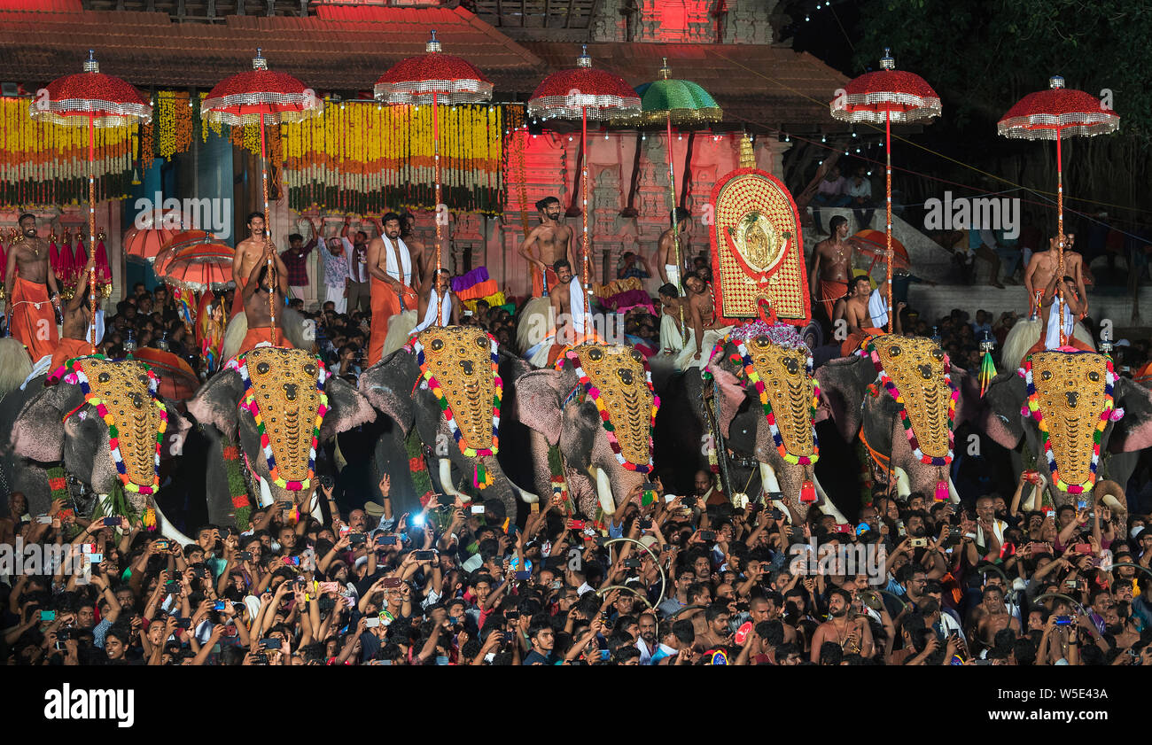 The image of Decorated elephant was taken in Thrissur Pooram festival in Thrissur, Kerala India Stock Photo