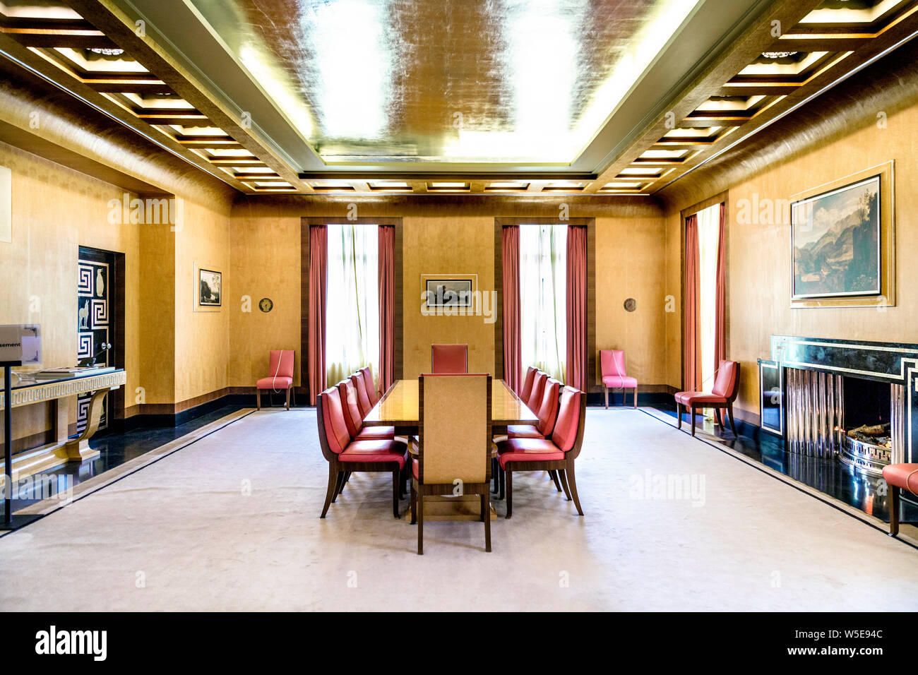 Art Deco style dining room at Eltham Palace, Eltham, UK Stock Photo