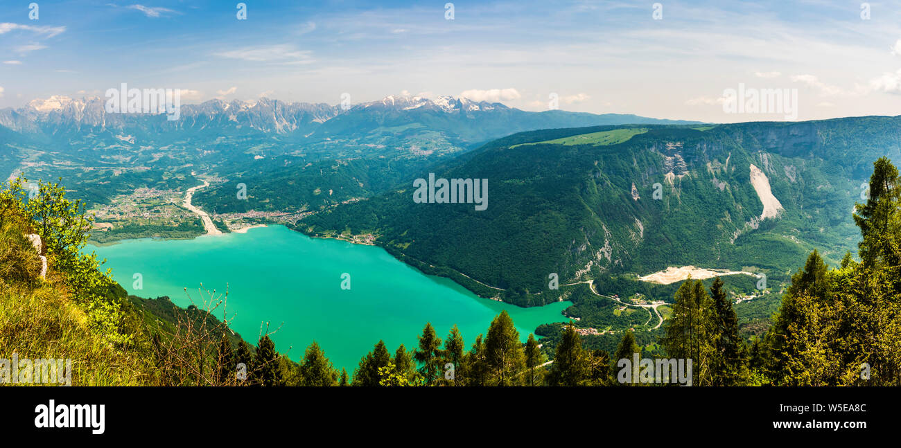 Panorama of Lago di Santa Croce from the Nevegal above Belluno, Veneto,  Italy Stock Photo - Alamy