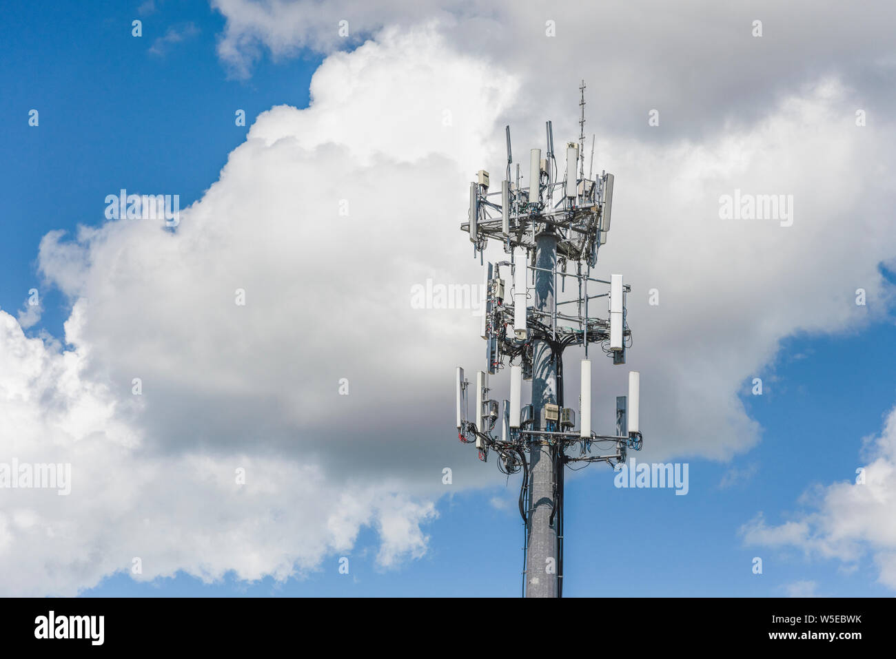 Communications Cell Phone Tower  LTE 4G 5G located in the City of Tavares, Florida USA Stock Photo