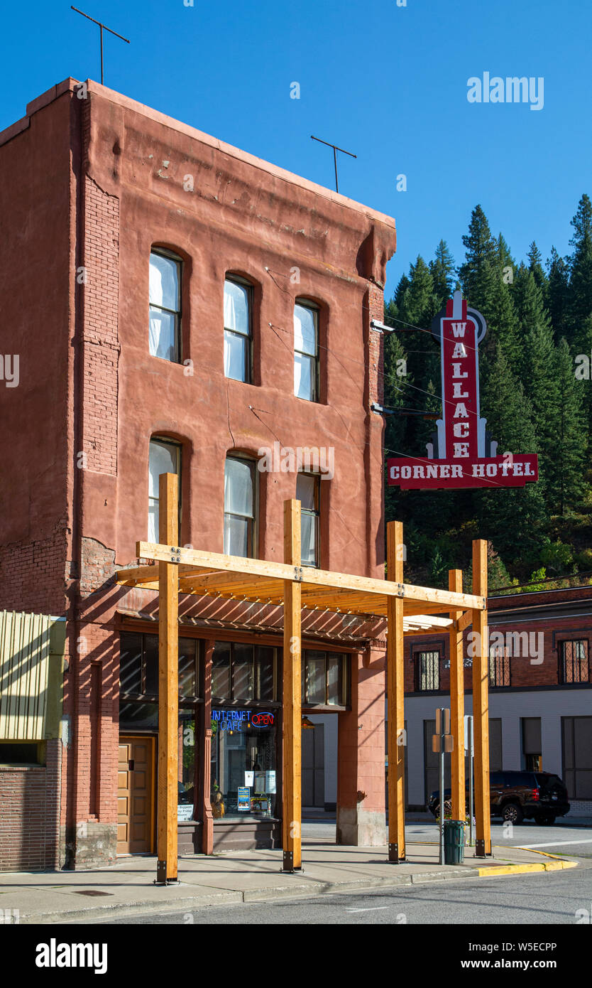 Idaho, Wallace, historic mining town, founded 1884, Wallace Corner