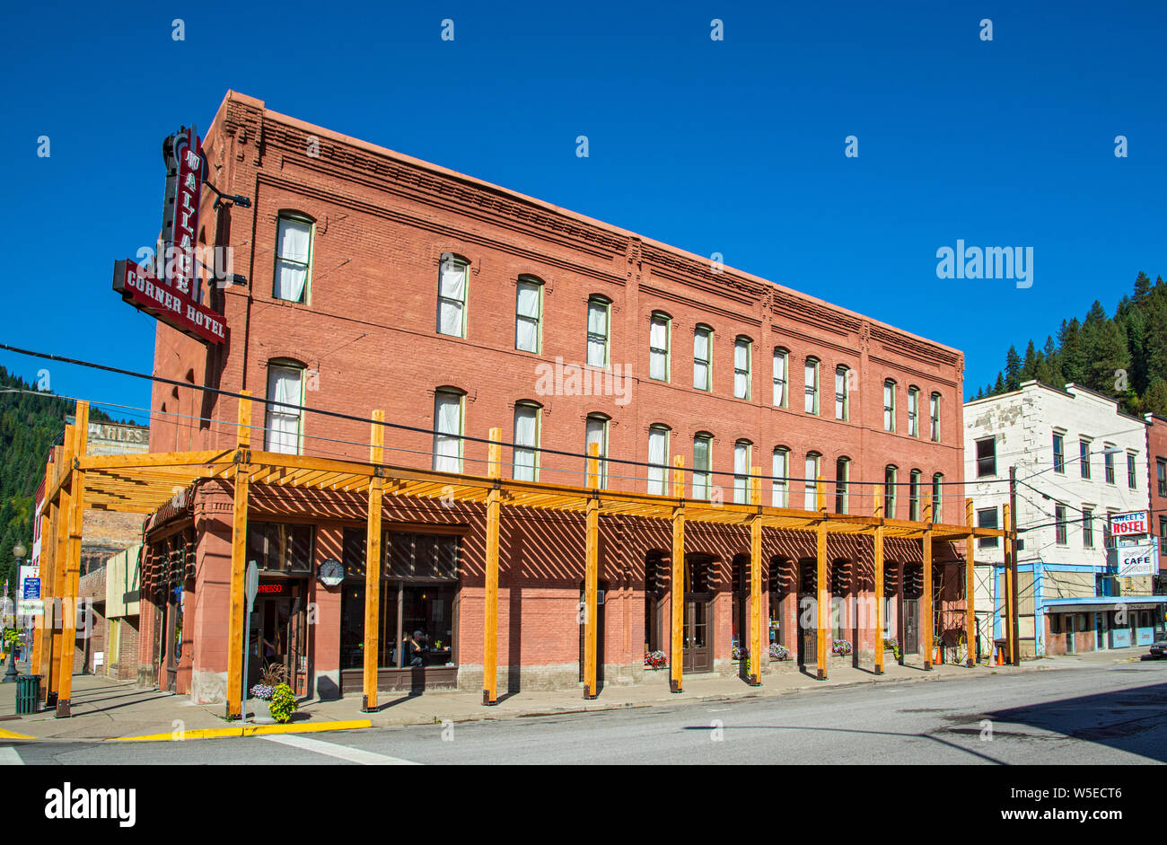 Idaho, Wallace, historic mining town, founded 1884, Wallace Corner