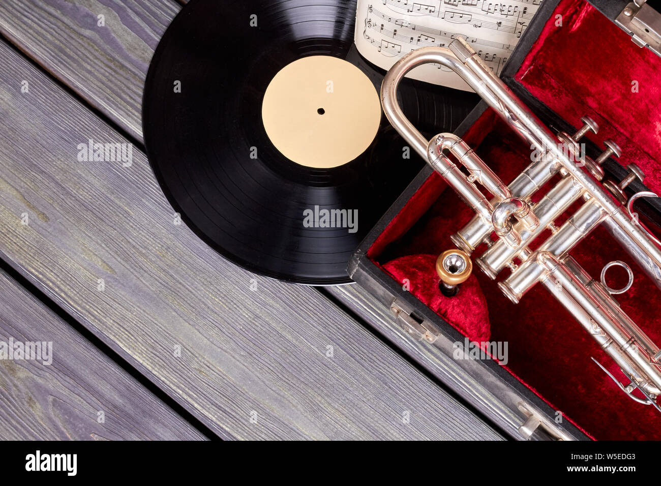 group of musical instruments in retro style Stock Photo - Alamy