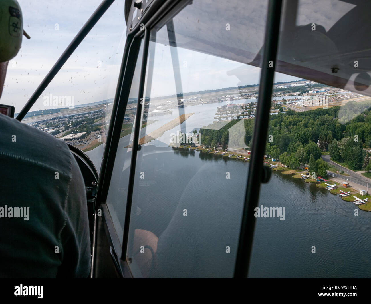 Anchorage, Alaska, from the air. Piper Super Cub. Downtown Anchorage ...