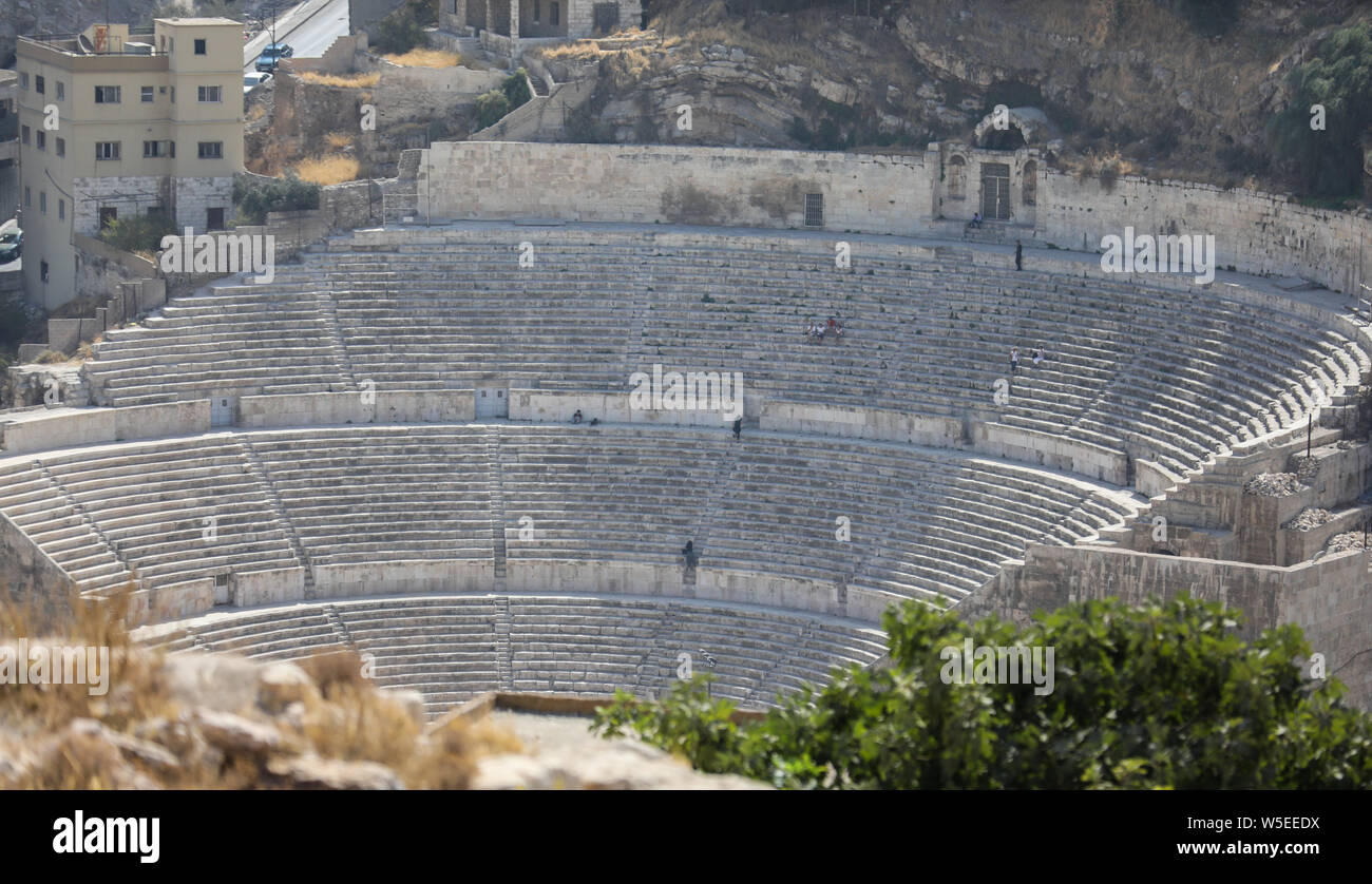 The Roman Amphitheater in downtown Amman, Jordan. Stock Photo