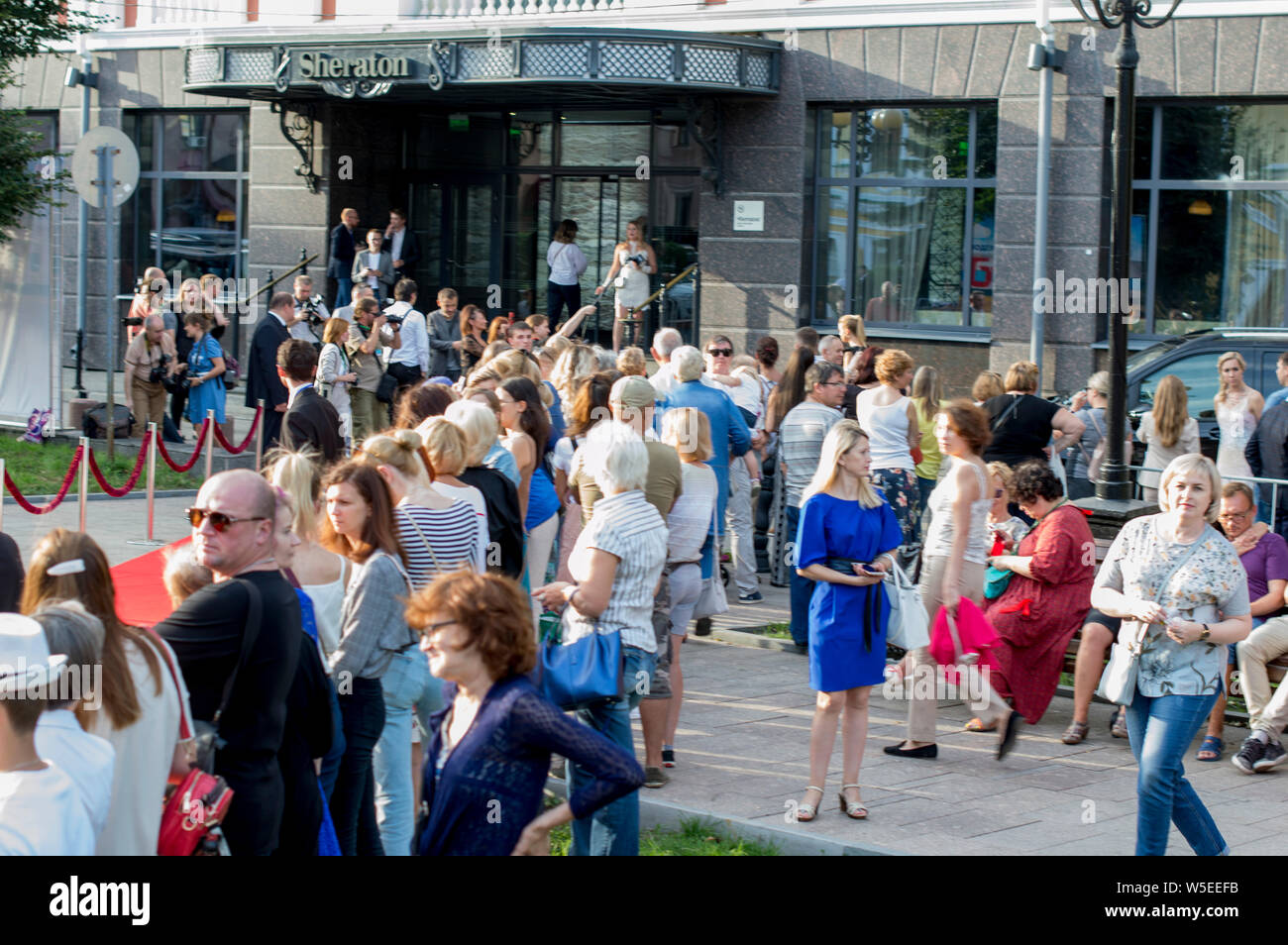 Nizhny Novgorod, Russia July 25, 2019: People at the red carpet. Closing ceremony of the film festival Gorky Fest, red carpet. Russia Stock Photo