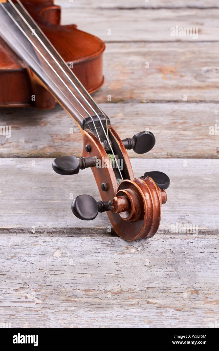Four string violin close up Stock Photo Alamy