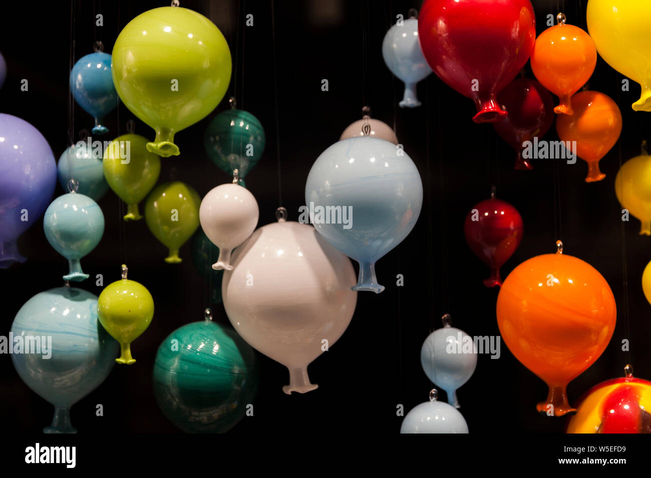 Balloons made from Murano Glass on Murano Island in Venice. Stock Photo