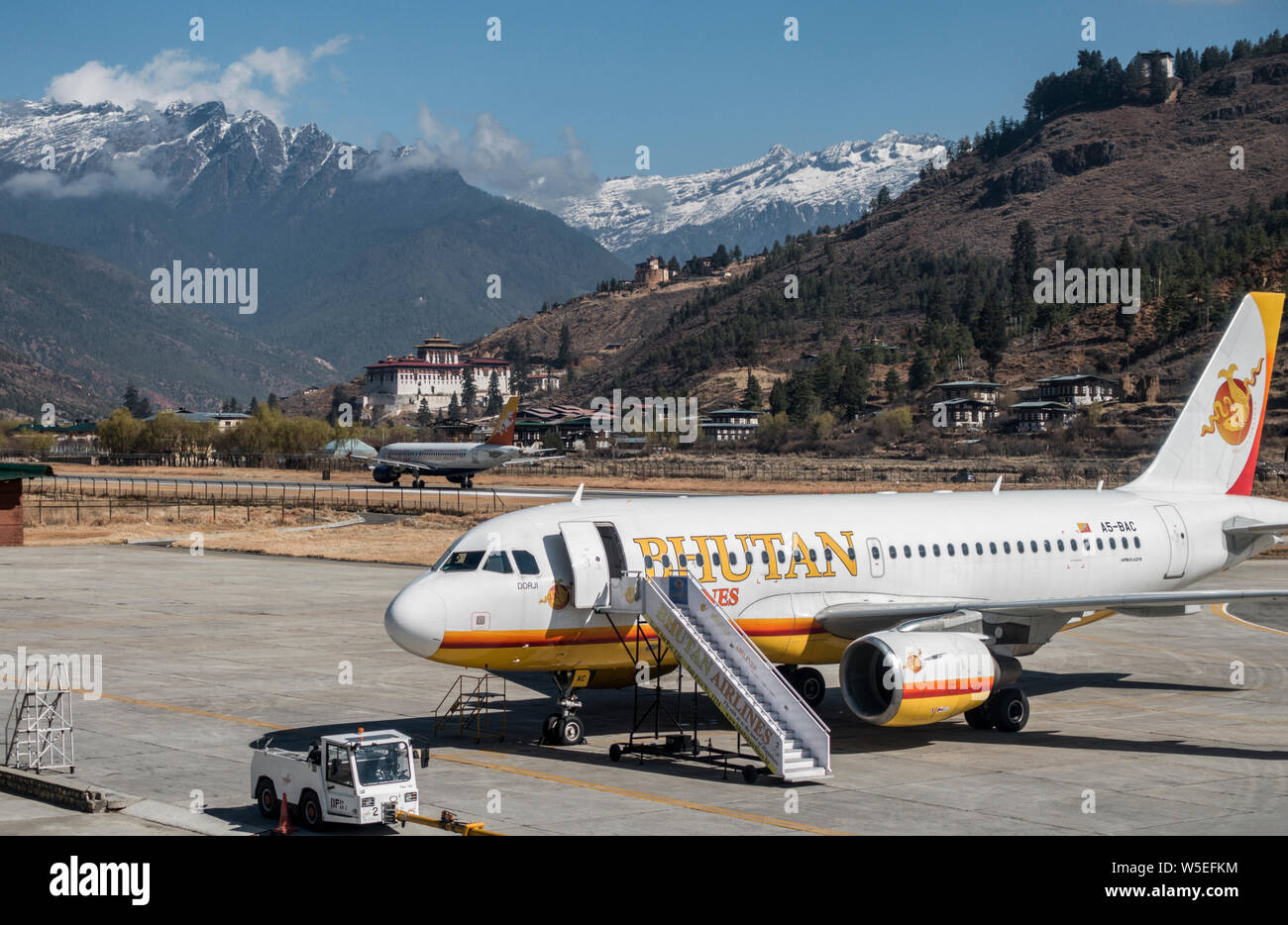 Bhutan Airlines Plane at Airport, Paro, Western Bhutan, Asia Stock Photo Alamy