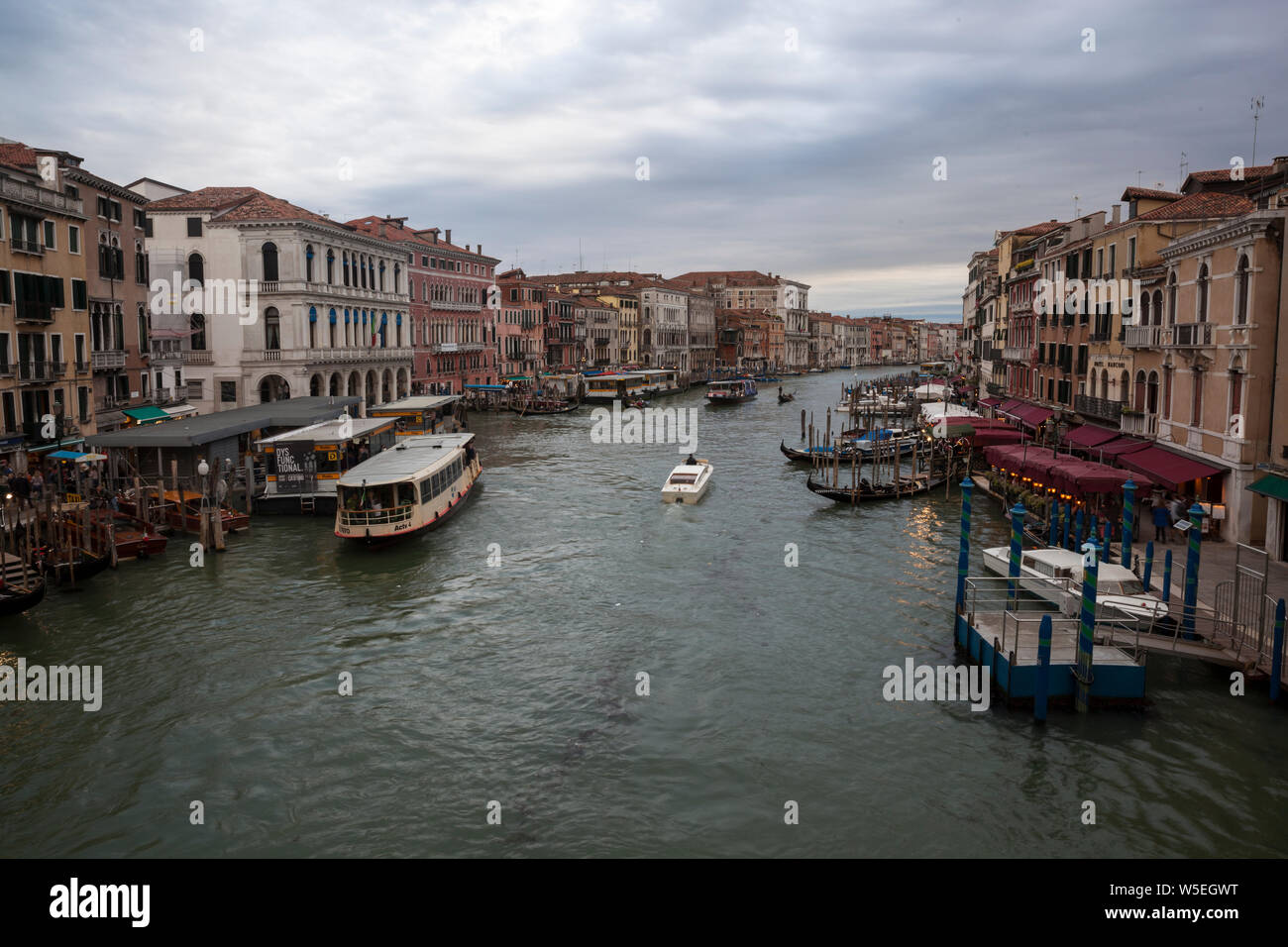 Grand Canal in Venice ,Italy,as viewed from the Rialto Bridge. Stock Photo