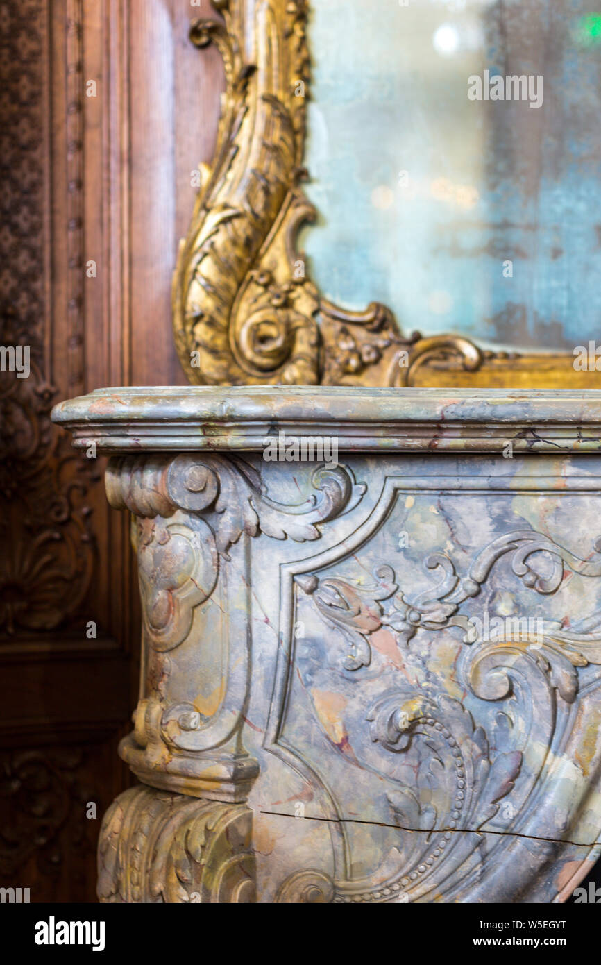 Ornate floral marble carving detail, Musee Rodin, Paris, France Stock ...