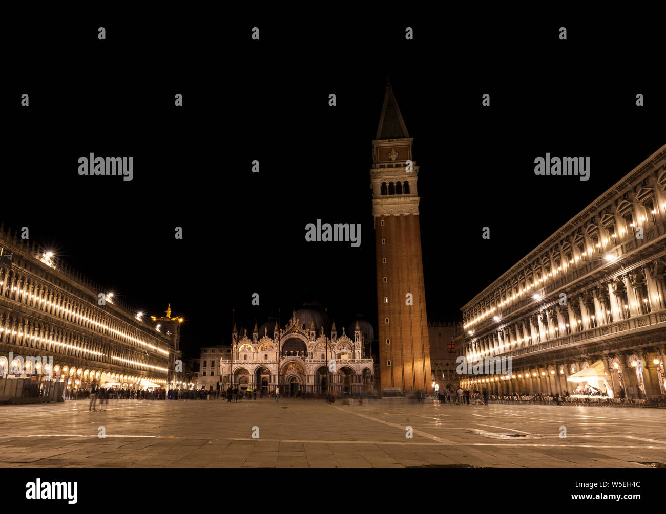 St Mark's Basilica and St Marks bell tower on the Piazza San Marco,Venice, Italy. Stock Photo