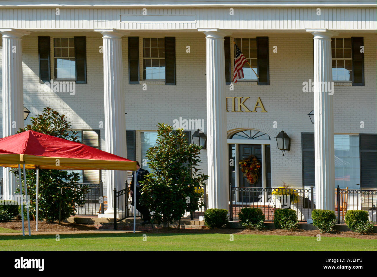 The decorative door of the Pi Kappa Alpha Fraternity Building on the campus of Ole Miss, the University of Misssissippi, Oxford Stock Photo