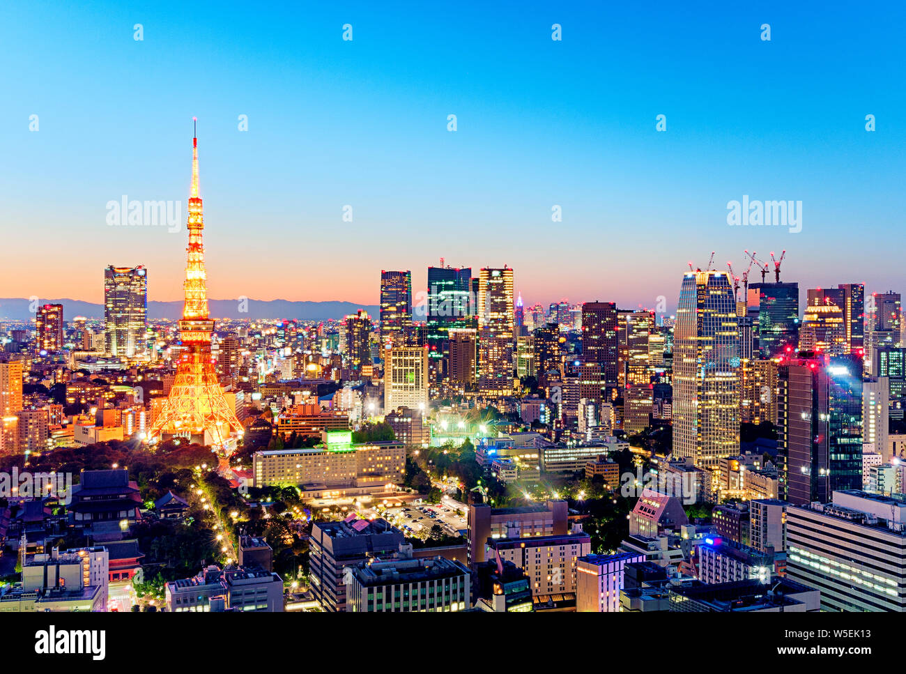 Tokyo Skyline and Tokyo Tower Japan Asian Cityscape Stock Photo