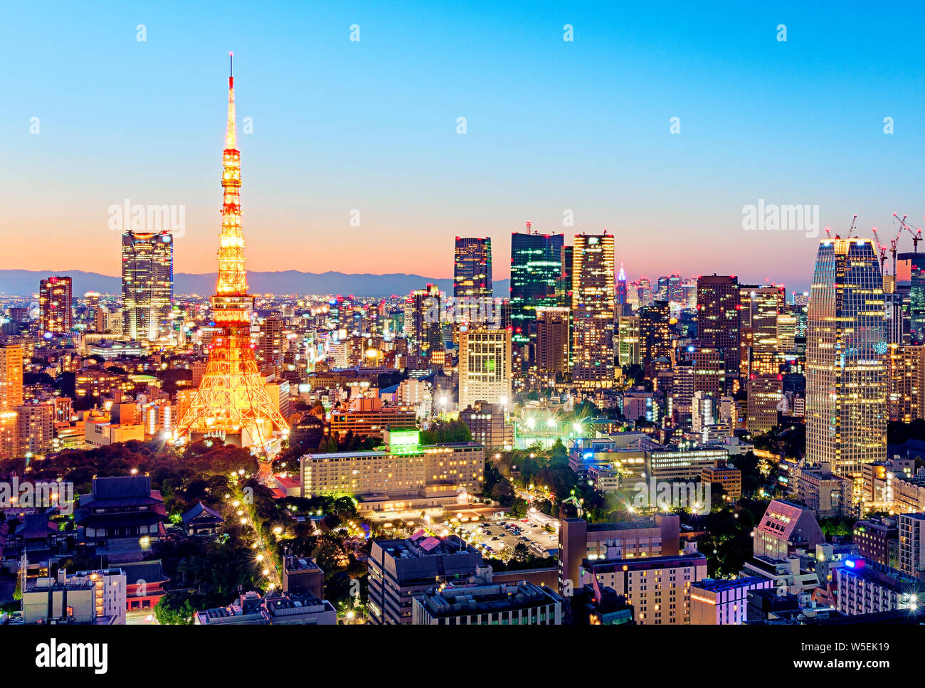 Tokyo Skyline and Tokyo Tower Japan Asian Cityscape Stock Photo