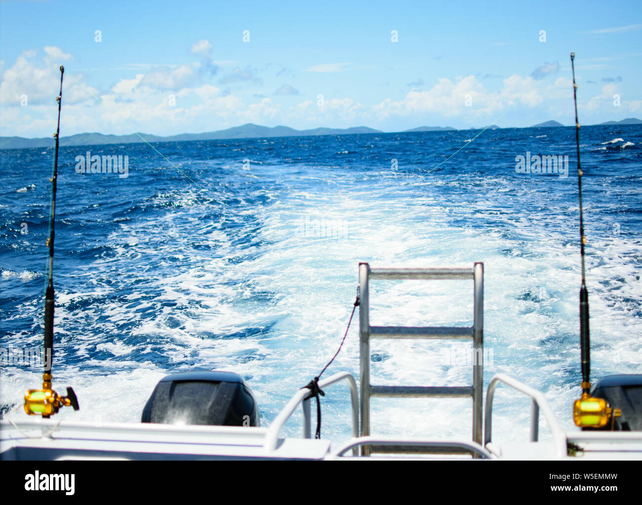 Fishing Polls Trolling off a Boat Stock Photo