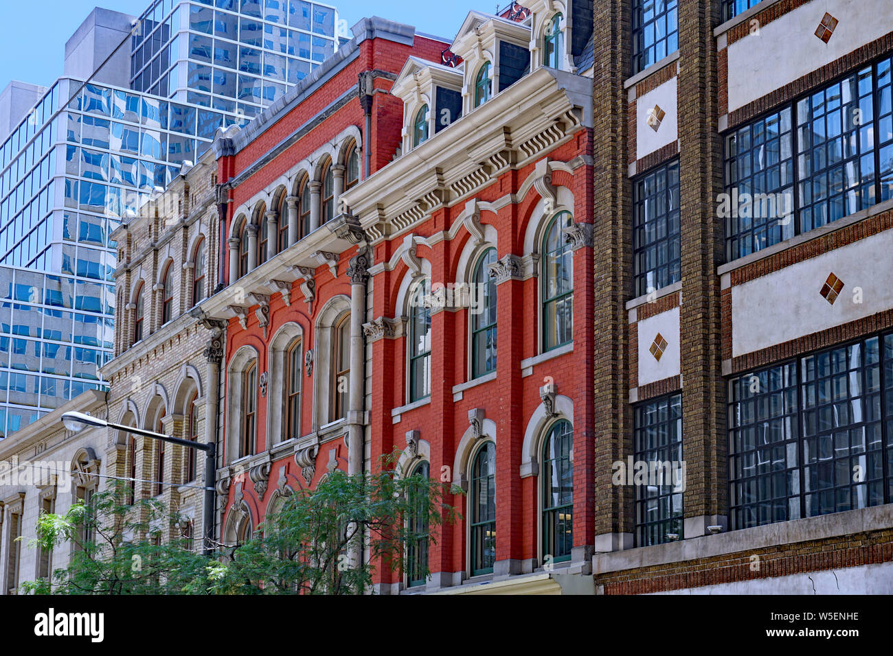 Ornate facades of preserved 19th century office buildings, Toronto ...