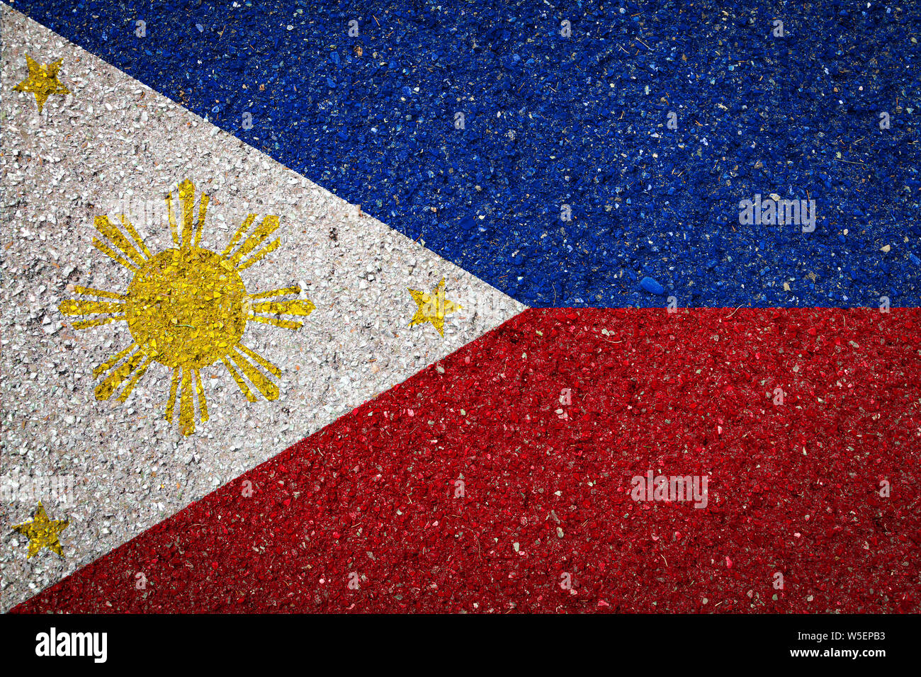 National flag of Philippines on a stone background.The concept of ...